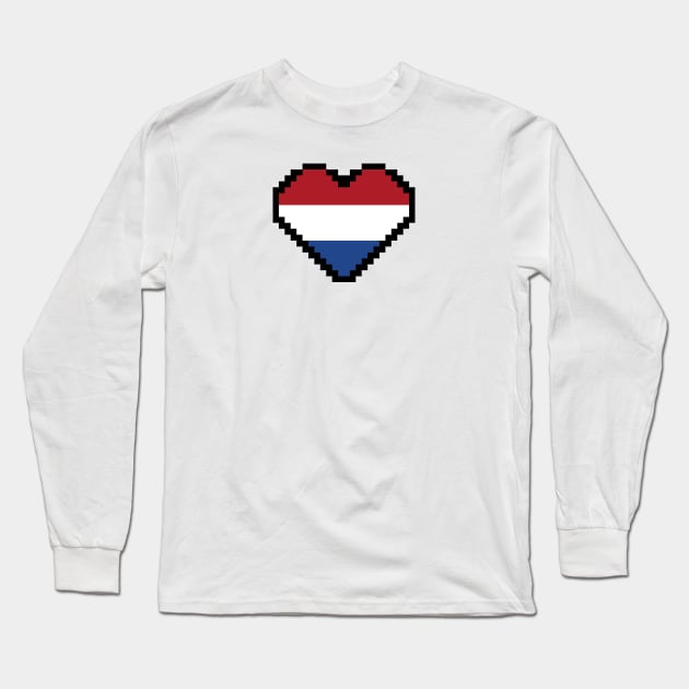 Dutch Flag Pixel Art, Flag of the Netherlands pixel art Long Sleeve T-Shirt by mrsupicku